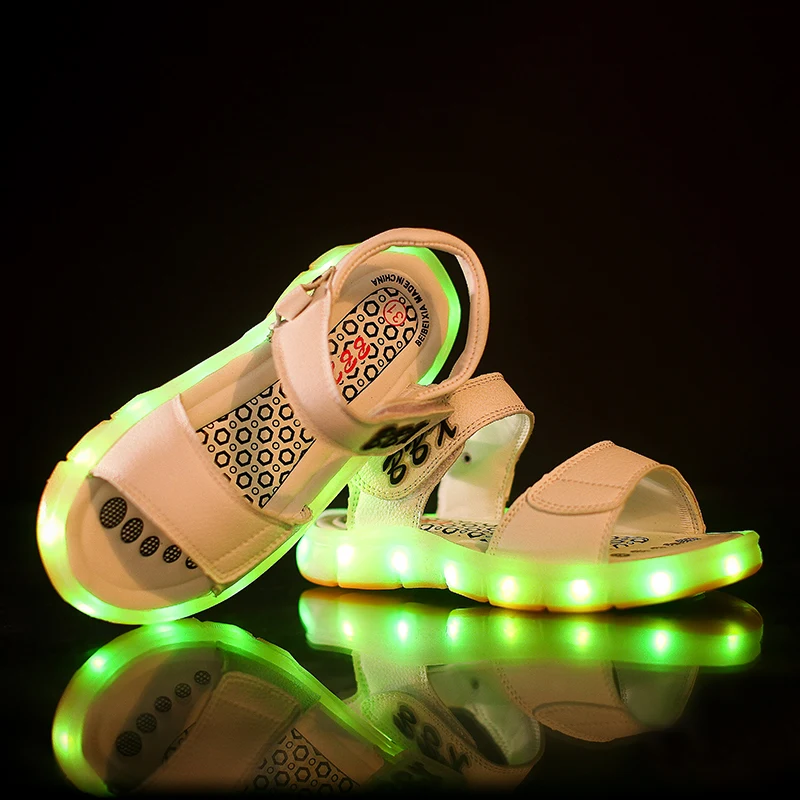 UncleJerry Led сандалии для мальчиков и девочек USB зарядка обувь детская светящаяся