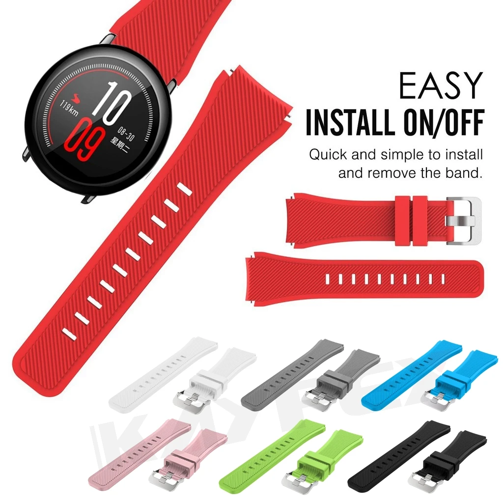 Цветной ремешок для часов Xiaomi Huami Amazfit Pace силиконовый браслет 2/2S Stratos
