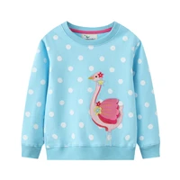 jumping meters new autumn winter girls sweatshirts dots flamingo embroidery fashion childrens clothes cotton sweaters kids tops