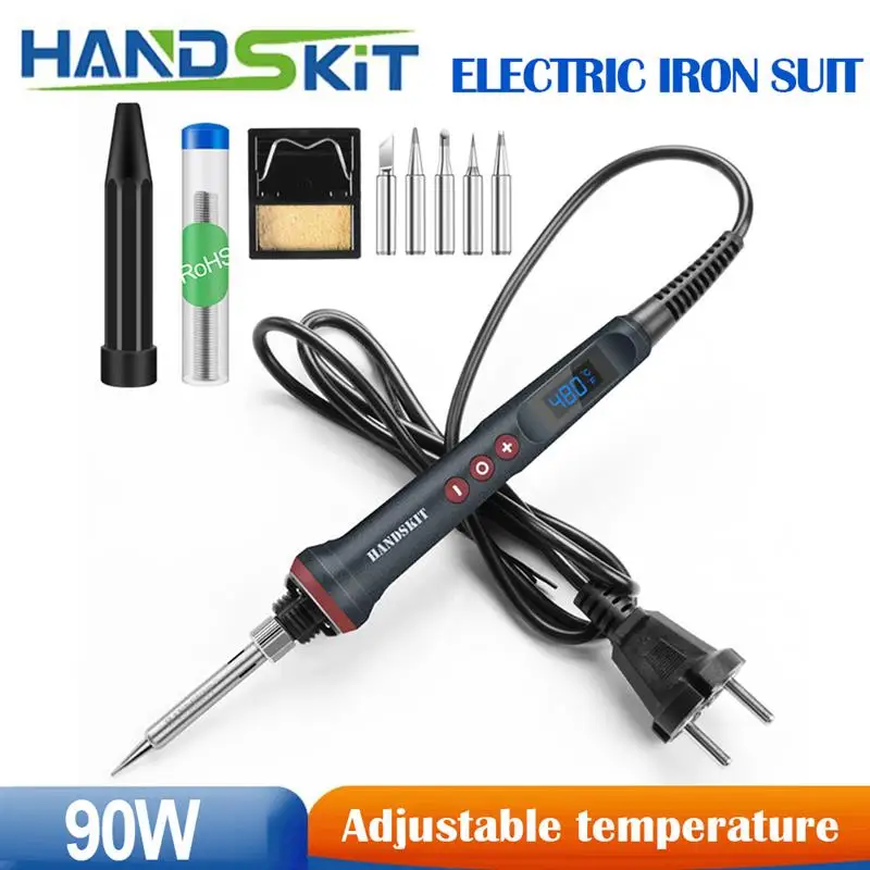 

Handskit 90W Electric Soldering Iron 110V 220V Adjustable Temperature Soldering Iron With 4 Wire Core And 5 Tips Welding Tools