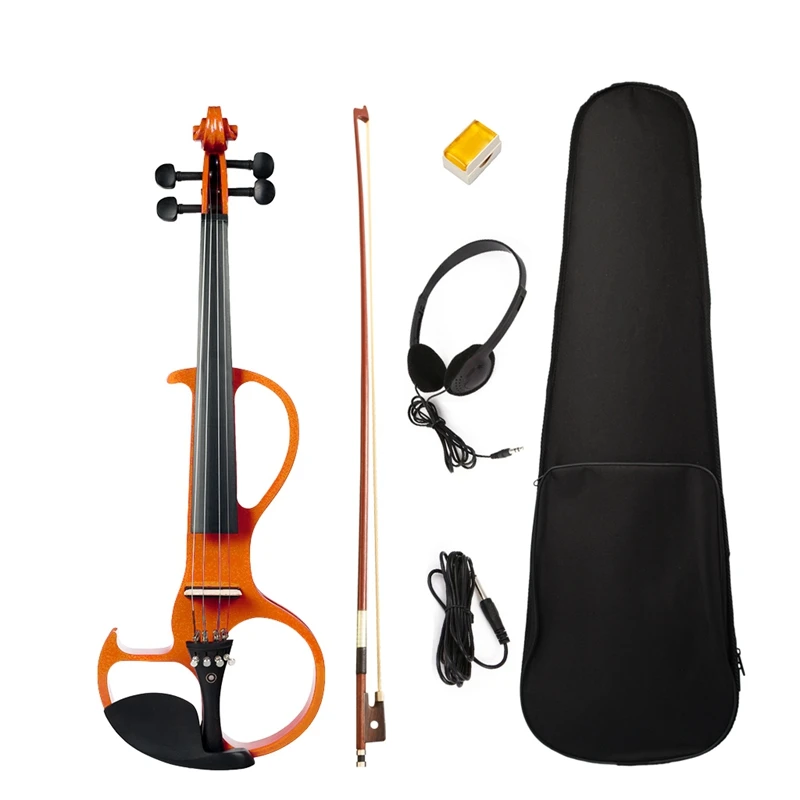 

Electric Violin 4/4 Full Size Violin with Case Bow Earphone Rosin Set Silent Violin