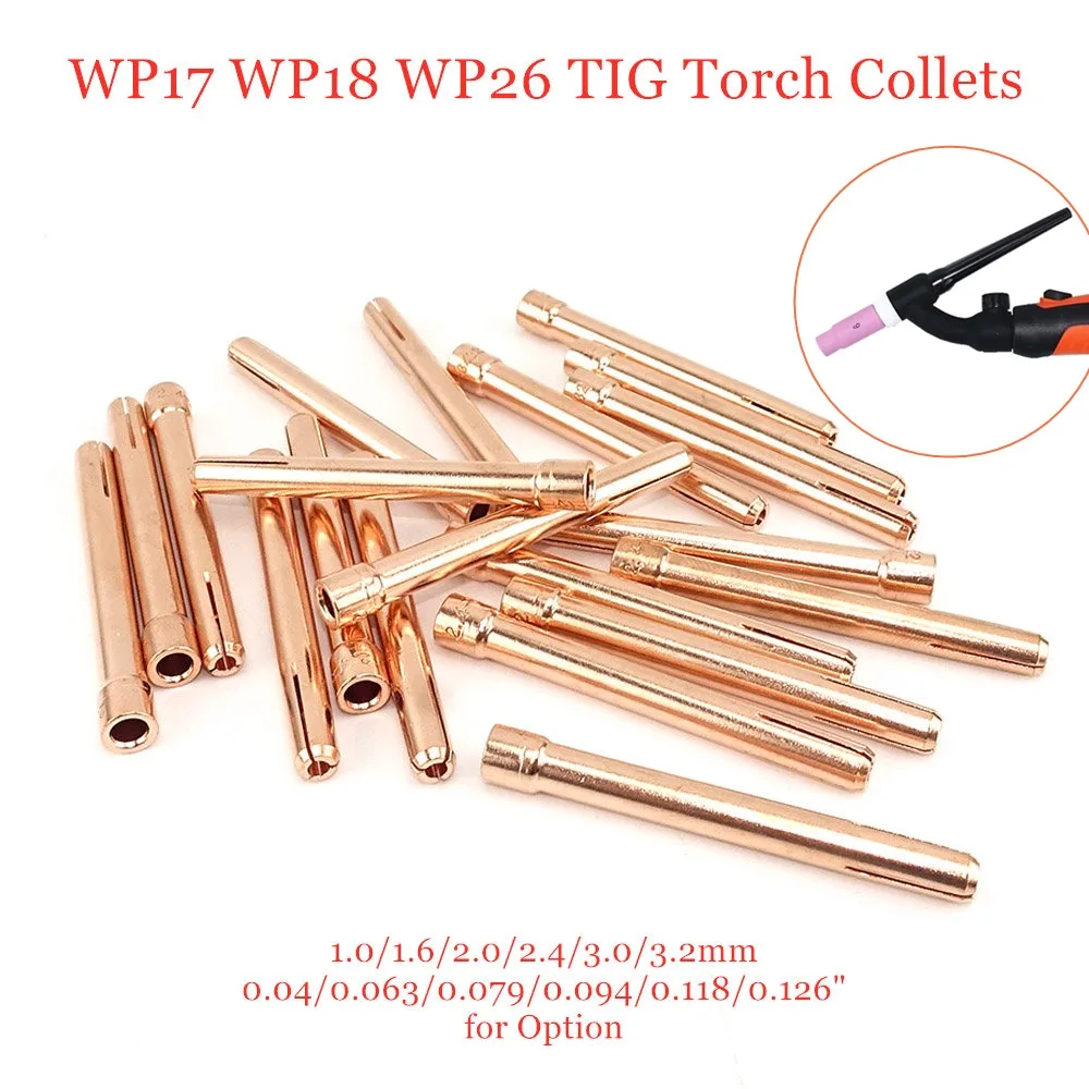 

20pcs Argon Welding TIG Torch Consumable 1.0mm 1.6mm 2.0mm 2.4mm 3.0mm 3.2mm WP17 WP18 WP26 TIG Tungstens Electrodes Collet
