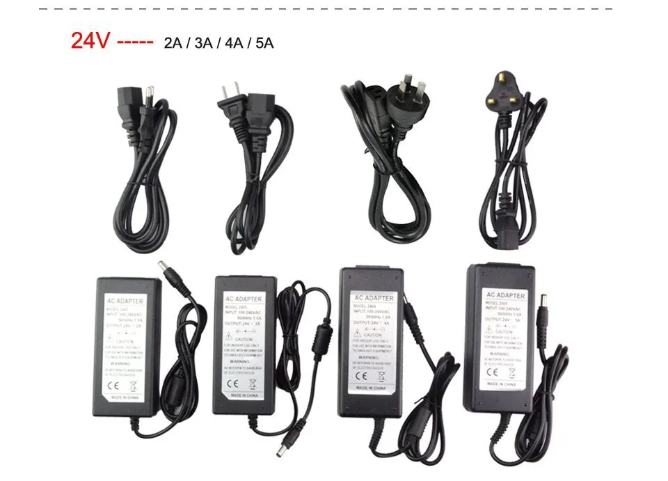 AC DC 24V светодиодный Питание 2A 3A 5A 7A 8A 10A работающего на постоянном токе 12 В в
