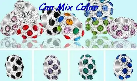 

HOT Rhinestone Loose DIY silver plated big hole spacer Wheel Beads European Bead Bracelet necklace crystal