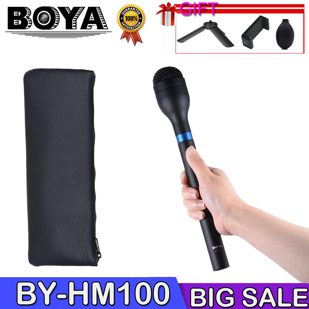 BOYA BY-HM100 всенаправленный Портативный динамический микрофон для ENG интервью XLR выходной разъем прочный корпус из алюминиевого сплава