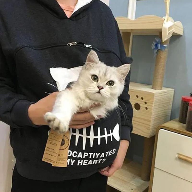 

Лидер продаж, свитшот с карманом для домашних животных, Зимние Топы с капюшоном, теплые дышащие сумки с капюшоном для переноски кошек и соба...