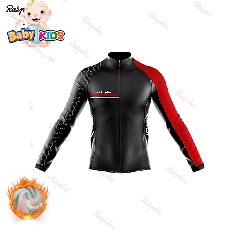 kids winter clothes ORBEAING/ г. Зимние флисовые Детские комплекты для велоспорта для мальчиков и девочек с длинными рукавами, костюм из Джерси для велоспорта, Ropa Ciclismo, MTB, велосипедная форма, комплект одежды - Цвет: kids winter clothes