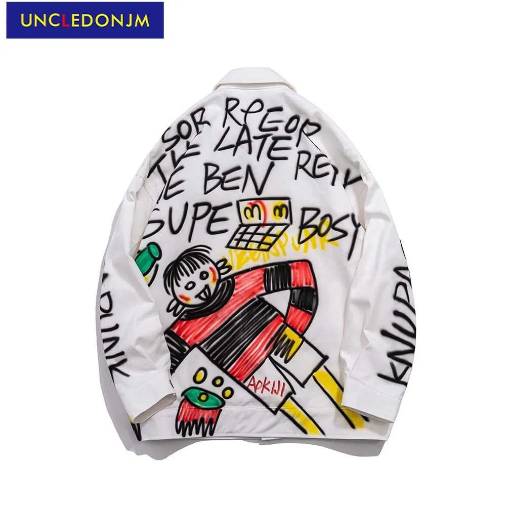 

UNCLEDONJM Graffiti mens jacket Hip Hop Hand-painted mens fashion clothing trends japanese fashion men clothing 21062