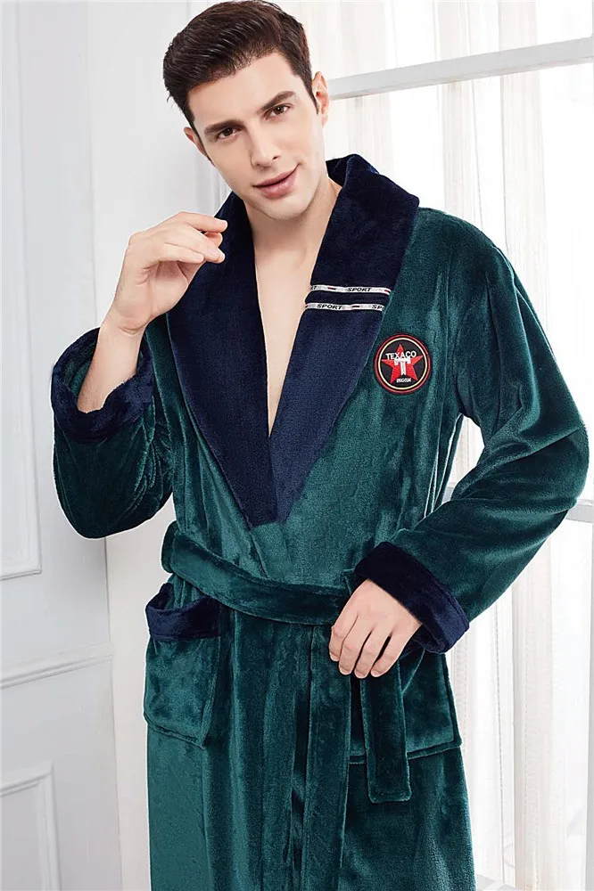 Couple Nightwear Coral Fleece Robe Sleepwear Nightgown Thicken Flannel Men Kimono Bathrobe Gown Winter Large Size Home Clothes