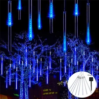 solar powered led meteor shower icicle christmas lights waterproof raindrop tube string lights for garden holiday wedding party