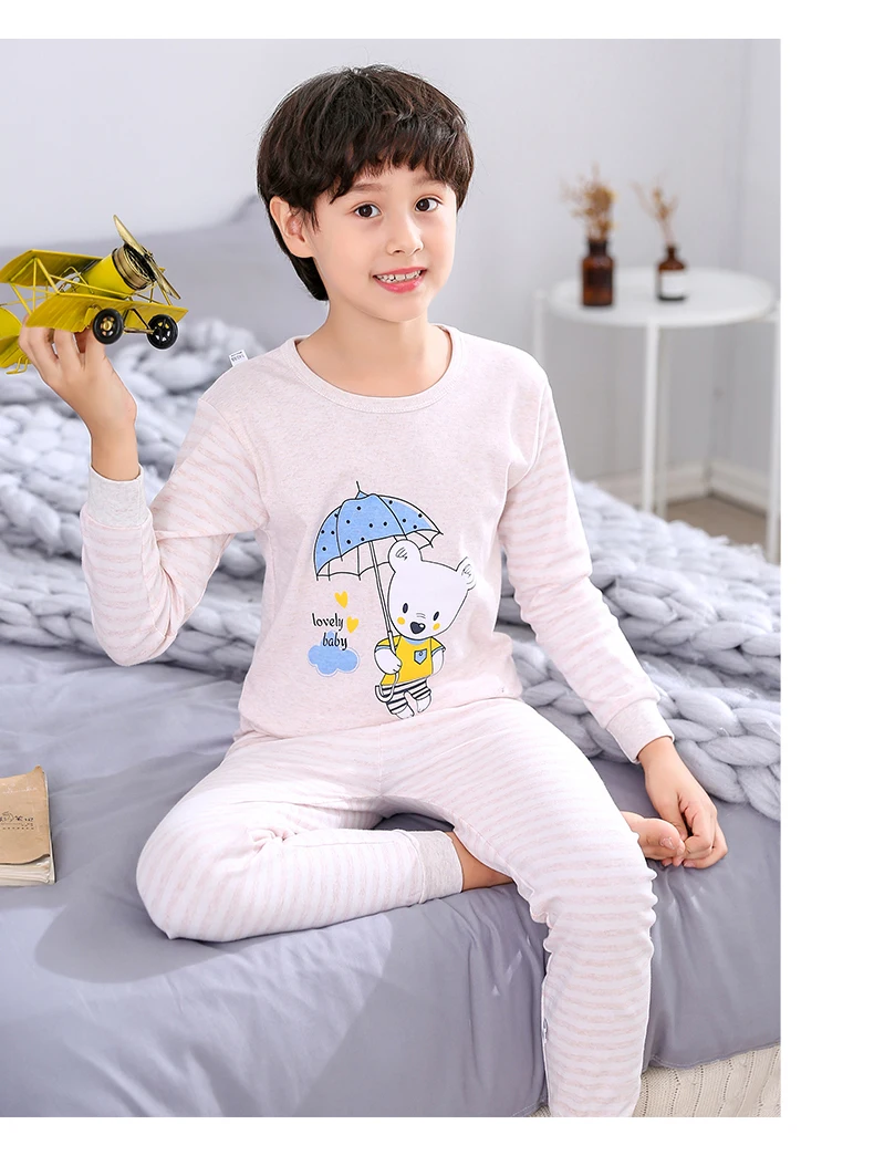 

Spring and Autumn Youth Cotton Suit Long-Sleeved Pajamas Kids Teenager Clothes Children Pajamas Kids Boys Big Boys Girls Boys