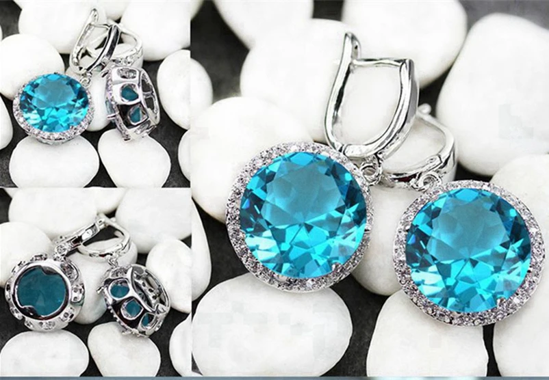 Серьги SHUNXUNZE для женщин, аксессуары, роскошный розовый фиолетовый светло-голубой Радужный кубический цирконий, посеребренный R146 R486 R737 R749