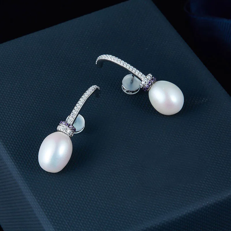 Женские серьги из серебра 925 пробы с натуральным пресноводным жемчугом |