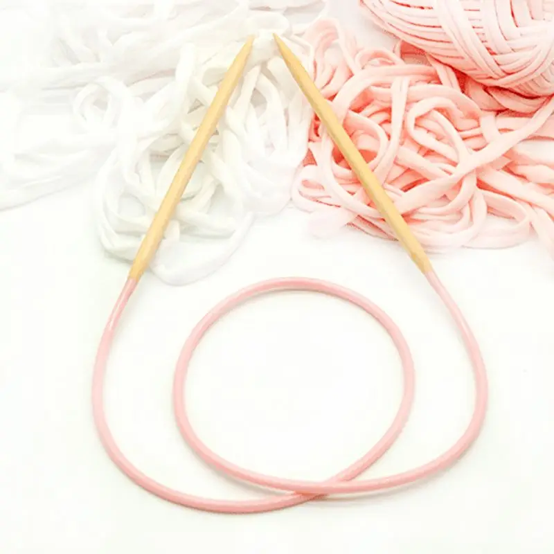 

2pcs 10mm 12mm Circular Knitting Needles Bamboo Wooden Circular Sewing Crochet 517E