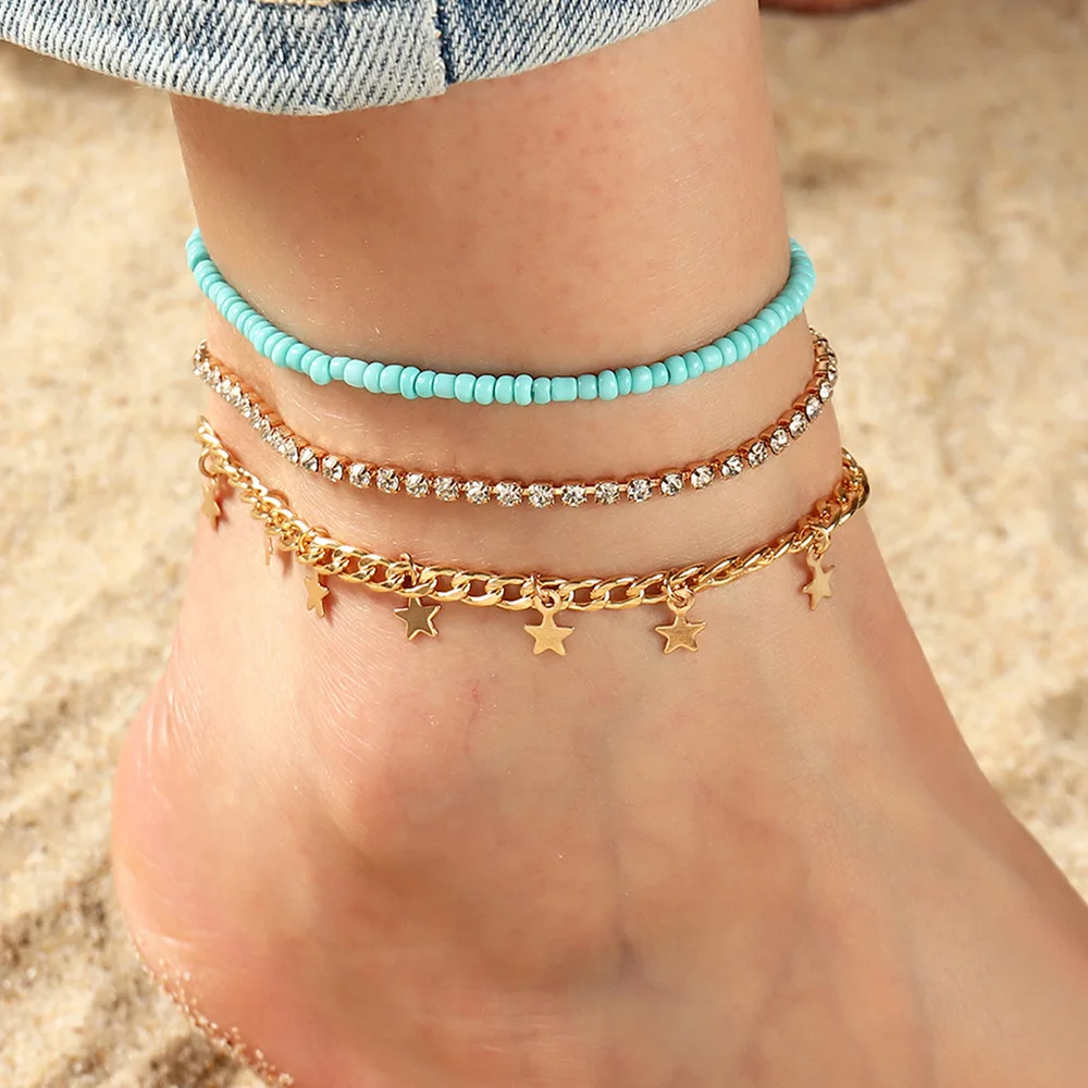 

Layered Gold Shell Pendant Chain Ankle Bracelet On Leg Foot Jewelry Bohemia Charm Anklets for Women Leg Foot Chain Accessories