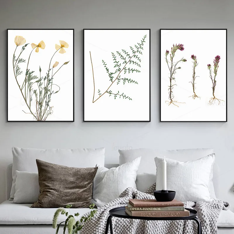 Травяной принт скандинавский плакат ботанический холст картина минимализм