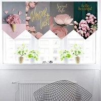nordic romantic flower short kitchen curtains valance thick door curtains for living room cafe home decor door curtains