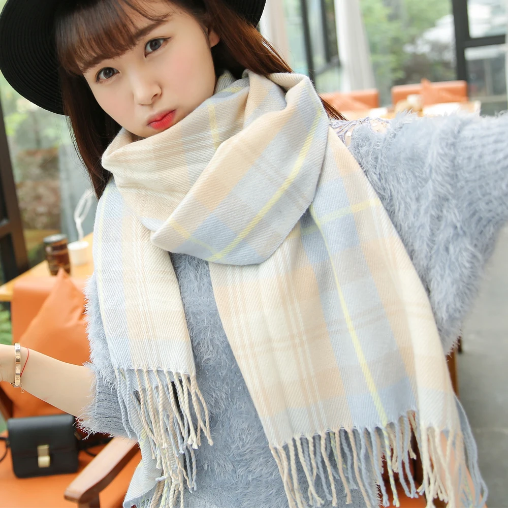 

2021 Autumn Winter Female Plaid Scarf Women fashion Scarves Wide Lattices Long Shawl Wrap Blanket Warm Tippet dropshipping