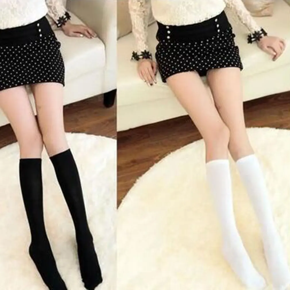Носки выше колена черные белые бархатные для школьников косплея |