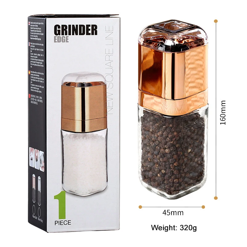 

Adjustable Coarseness Salt Pepper Grinder Seasoning Mills with Cover Glass Bottle Ceramic Burr Grinder Rotor Kitchen Accessories
