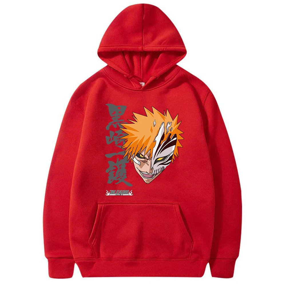 Harajuku Мультфильм отбеливатель Kurosaki Ichigo толстовка с капюшоном для мужчин Y2K Япония