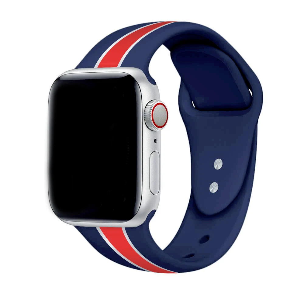 Спортивные костюмы в полоску, ремешок для наручных часов Apple Watch 5 Series 5 4/3/2 Браслет ремешок для наручных часов iWatch 38 мм/40 мм/42 мм/44 мм мягкий силиконовый сменный ремешок - Цвет ремешка: blue red