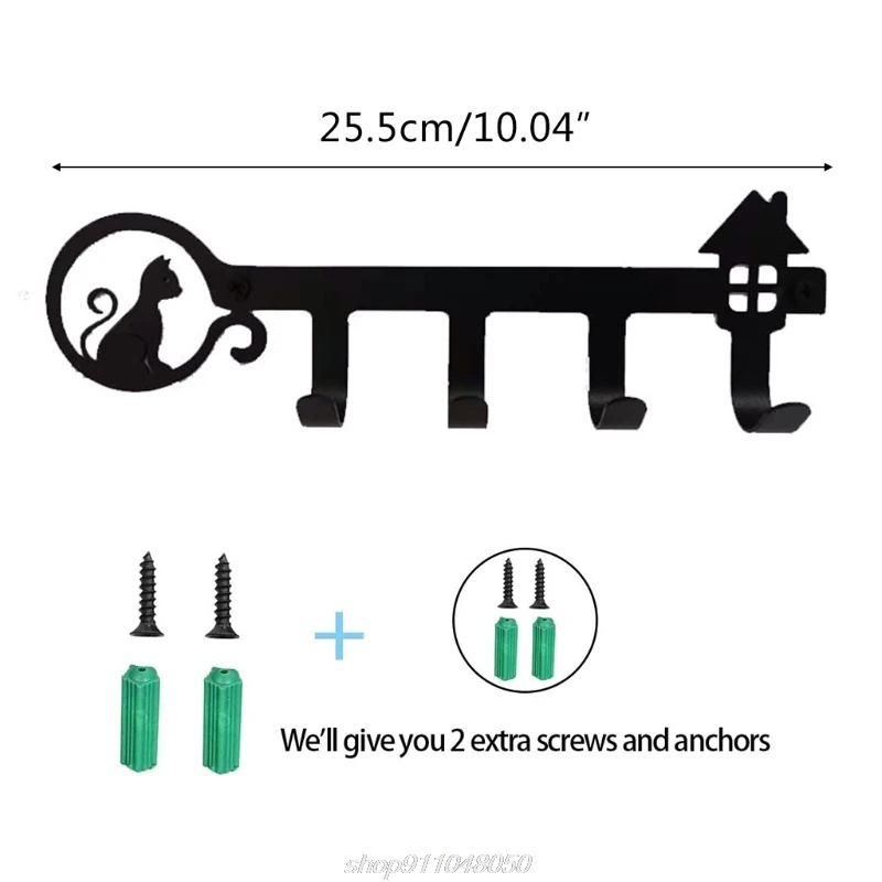 Настенный держатель для ключей 4 крючка подвесная стойка милый кот декоративные