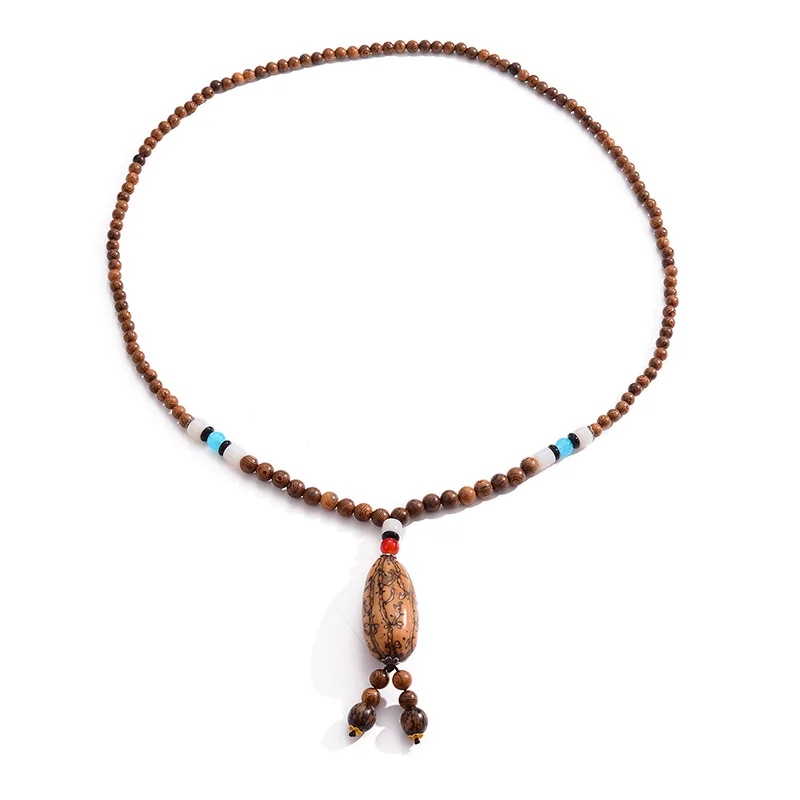 

HONGYE Dzi Bead Pendant Bodhi Sweater Chain Long Decoration Ethnic Style Hundred Matching Ornaments Small Design Necklace