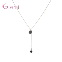 fashion genuine sterling silver 925 simple round pendant necklace for women link chain fine jewelry gift for girlfriend