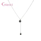 Моды подлинной стерлингового серебра 925 простой круглый кулон ожерелье для женщин звено цепи, хорошее ювелирное изделие, подарок для подруги