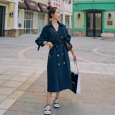 

Ветровка женская средней длины, Стильная Модная приталенная ветровка с лацканами и пуговицами, пальто на весну и осень