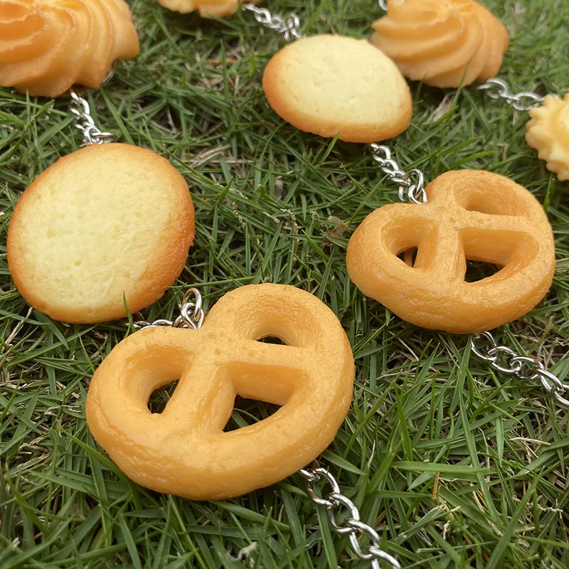 6PCS PVC Iimitation Food Cookie Key Chain Backpack Pendant Toy Cute Small Gift Imitation Biscuit Model keychain for wholesales