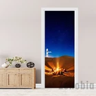 Дверная наклейка, пустыня, костер, Фреска, модульная печать, обои из ПВХ, водонепроницаемая 3D дверная наклейка, самоклеящаяся наклейка, украшение для дома