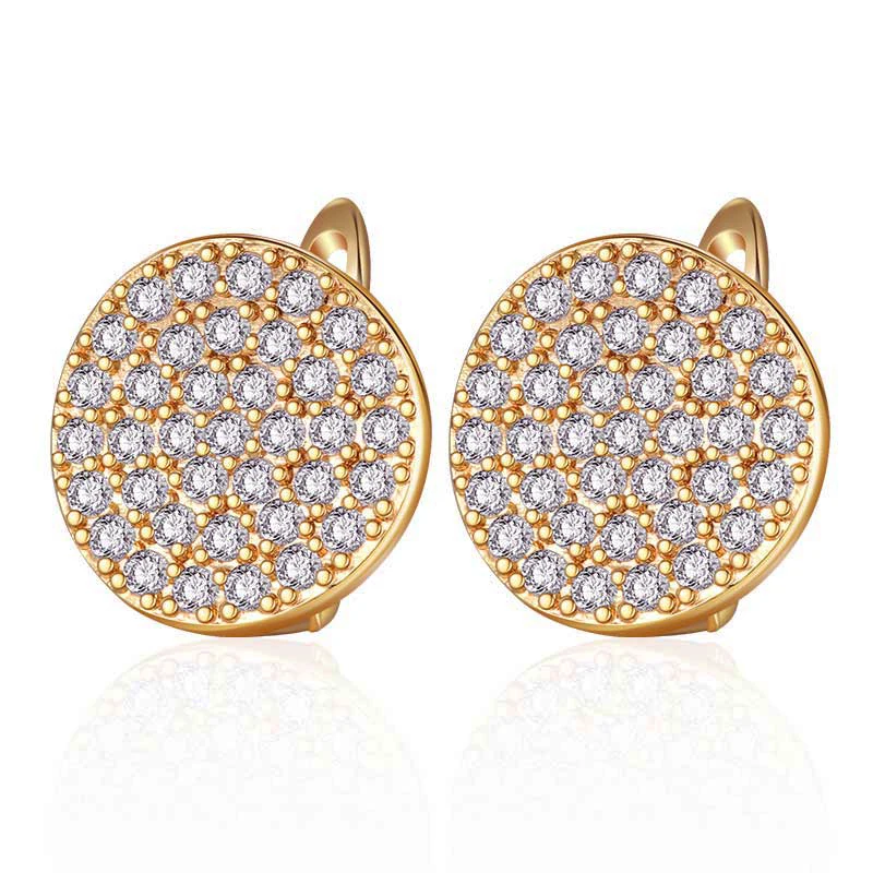 Женские Простые круглые серьги с цирконием кубической огранки