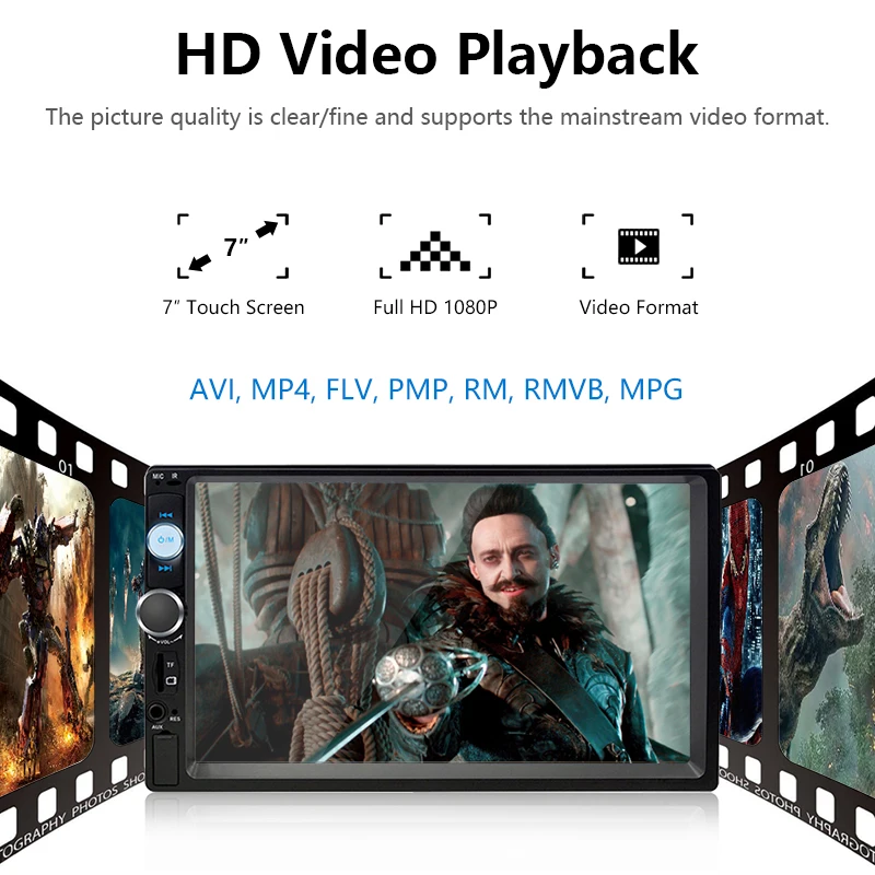 Vtopek 7 дюймов двойной din Автомобильный мультимедийный плеер Bluetooth зеркало Ссылка