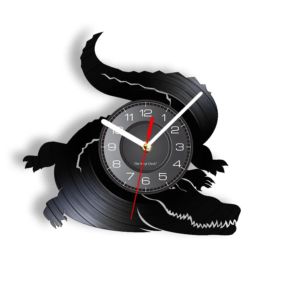 Alligator Wildlife Animal Wall Vinyl Record Clock For Kids Living Room Crocodile Home Decor Clock Wall Watch Art Timepieces
