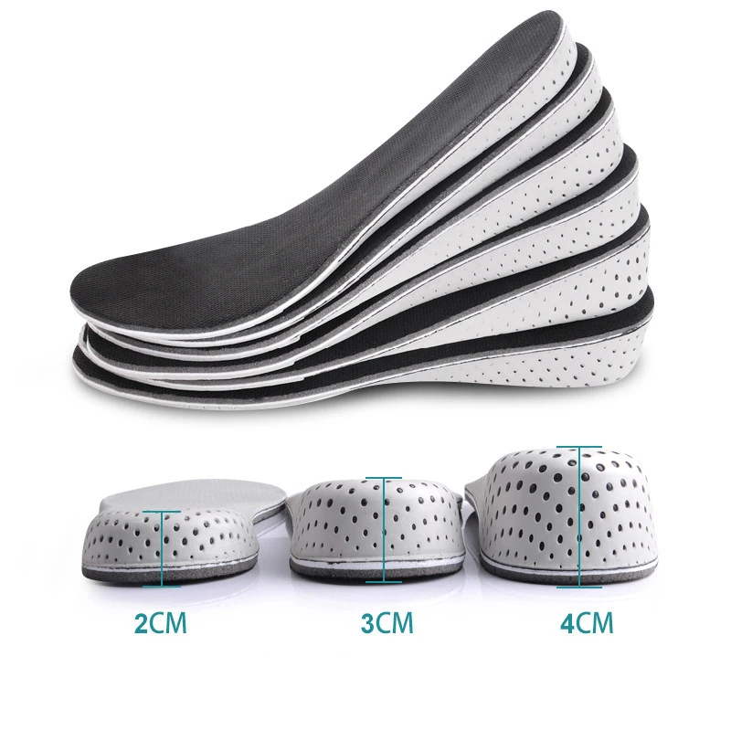 

1 Pair Unisex Breathable Shoe Increase Insoles Sports Shoes Pads Cushion 2-4cm Height Increase Insoles Heel Lifting Inserts