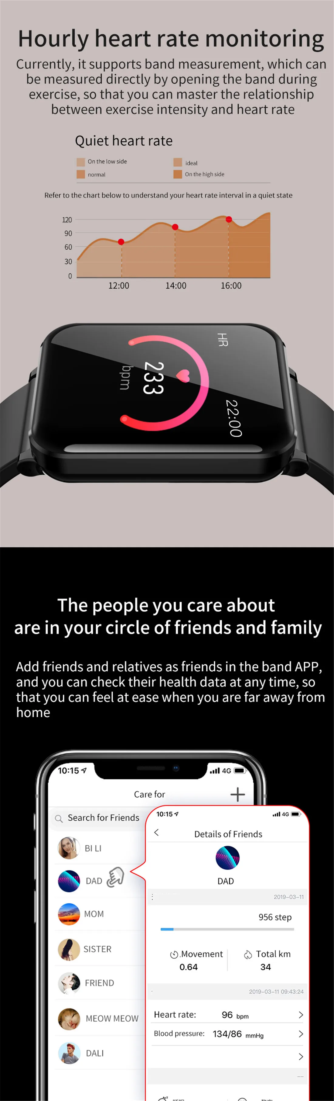 Многофункциональные часы лица Smartwatch кровяное давление ip67 smartband водонепроницаемый спортивный фитнес-браслет pk xaomi Mi band4