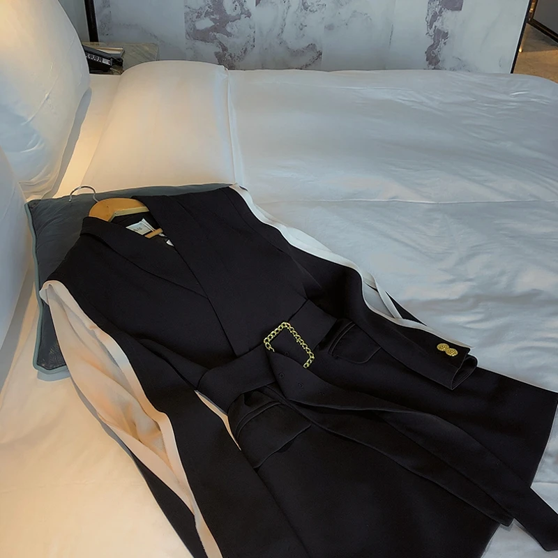 Женский Длинный блейзер офисный Официальный Черный Элегантный рабочий пиджак |