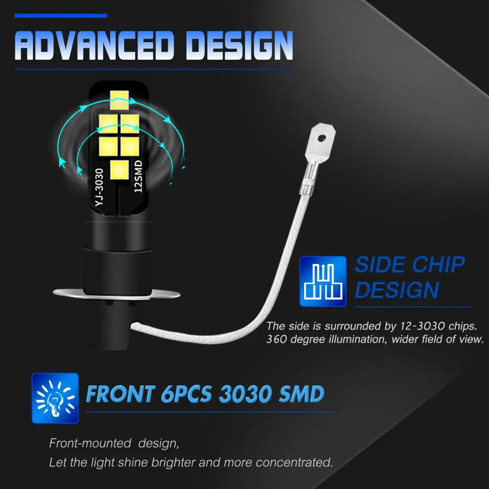 2 шт. H3 супер светодиодные лампы светильник ры Автомобильные Автомобильный