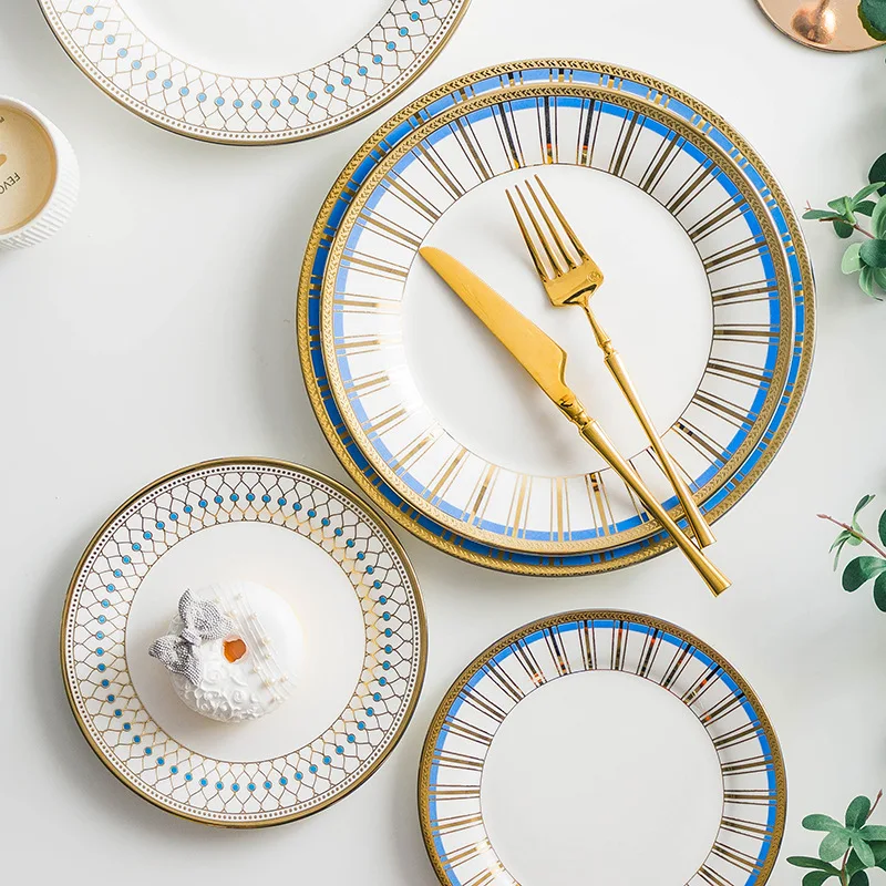 

Ceramic Plates Tableware Dishes For Serving Food Fruit Steak Dinner Plates Set Dish Home Decorative pattern Porcelain Plate