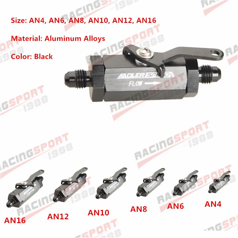 

AN4 AN6 AN8 AN10 AN12 AN16 Alum Fuel Shut Off Valve With Cable Lever Fitting