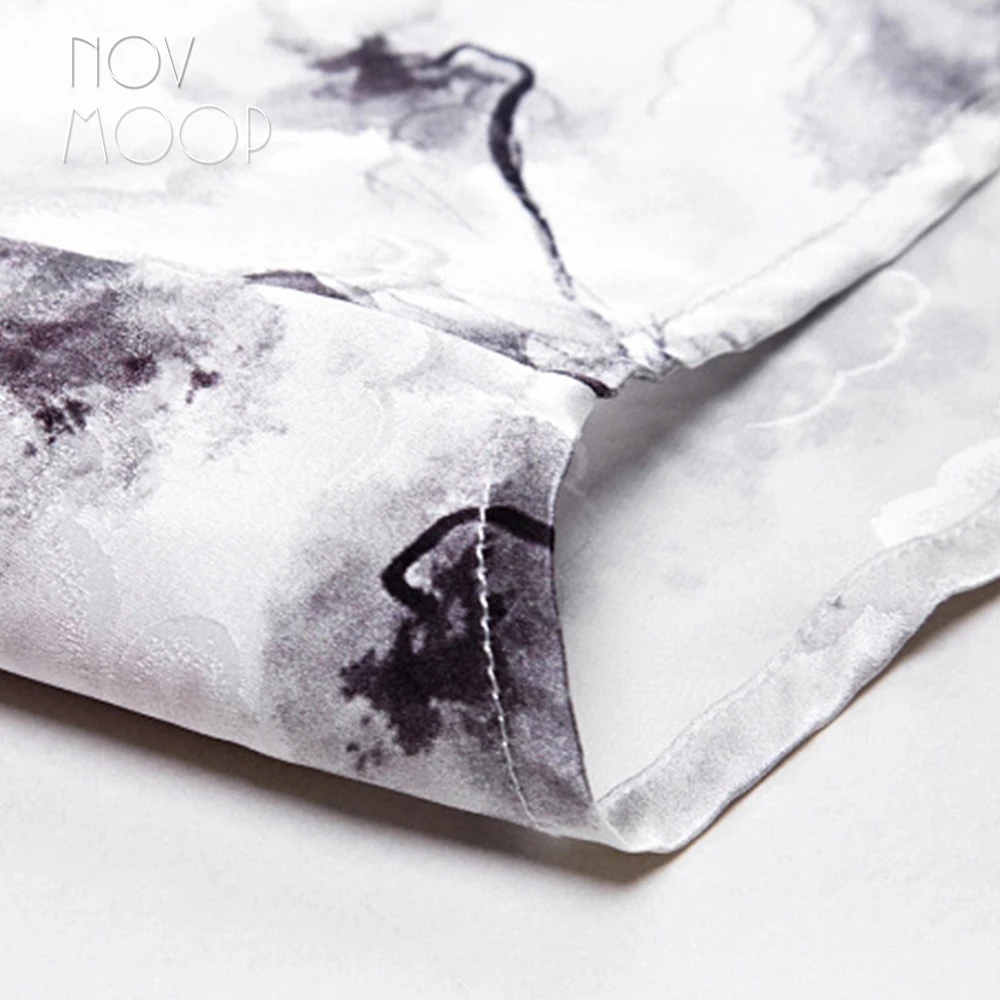 

Novmoop Korean floral printed casual style men spring summer full sleeve spandex silk shirt chemise homme camisa hombre LT3052