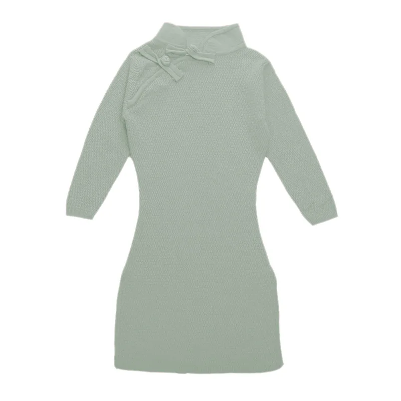 Платье-Свитер для маленьких девочек Новинка осени 2019 вязаная одежда с длинным