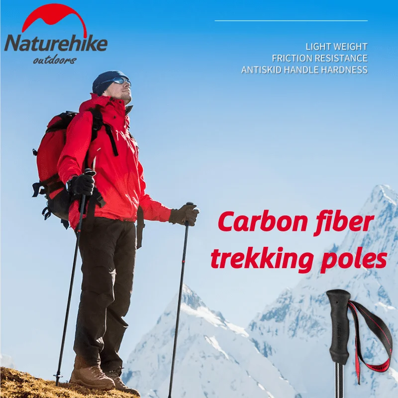 Naturehike Портативный трость Сверхлегкий 4-секционный складной углеродного волокна