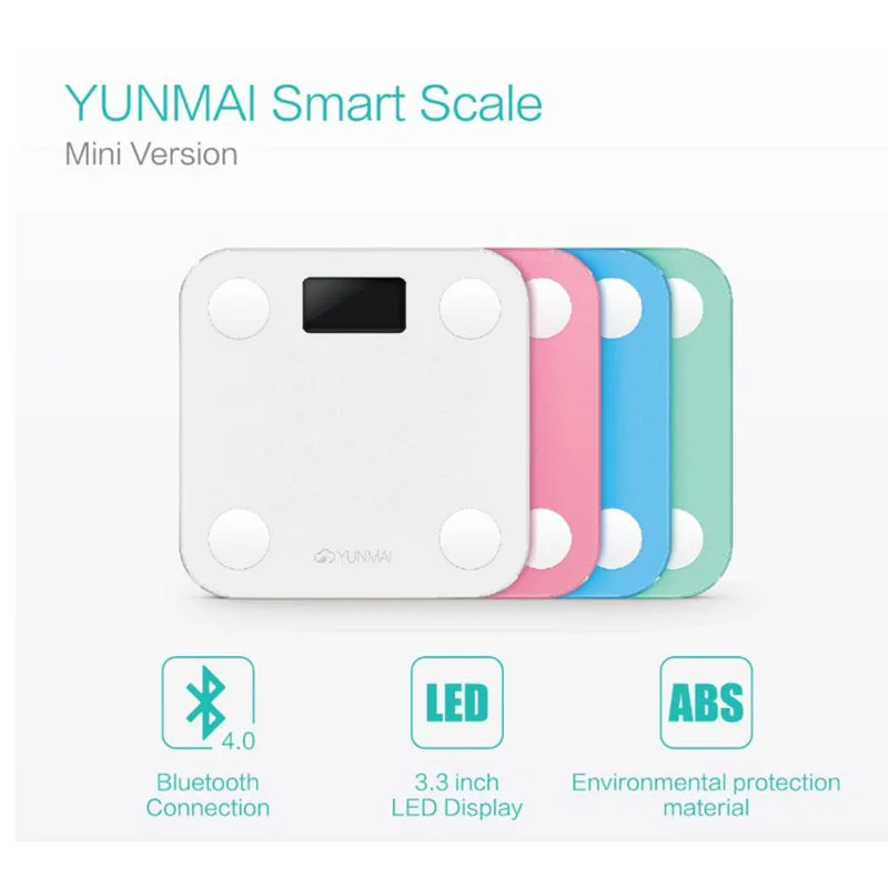 Белые умные YUNMAI, мини-весы, бытовые, премиум-поддержка, Bluetooth, приложение, процент жира, цифровые весы для взвешивания жира