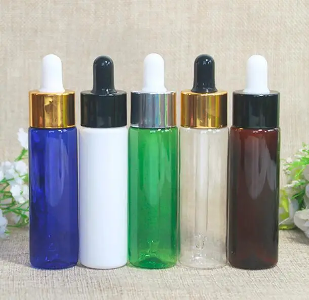 50pcs/lot 30ml Empty PET Aluminum Dropper Oil Essential Bottle In Refillable Drop Liquid Pipette Bottles Wholesale | Красота и