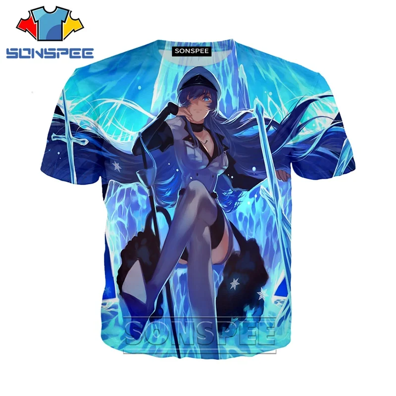 Аниме 3d принт хип хоп Футболка мужская игра Женская Esdeath Мода Логотип Рок