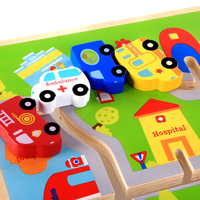 Детский 3D пазл лабиринт Детские деревянные игрушки полицейский пожарный