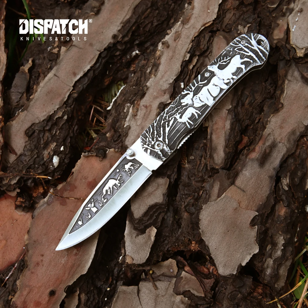 Отправка складной нож высокой твердости карманный с рисунком оленя стада для